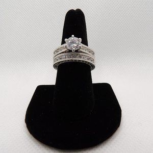 New Women's Wedding Set W/Diamond CZ's SZ 9